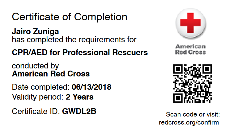 2018 Jairo CPR first aid 2018 jairo american red cross CPR and AED professional rescuer certification