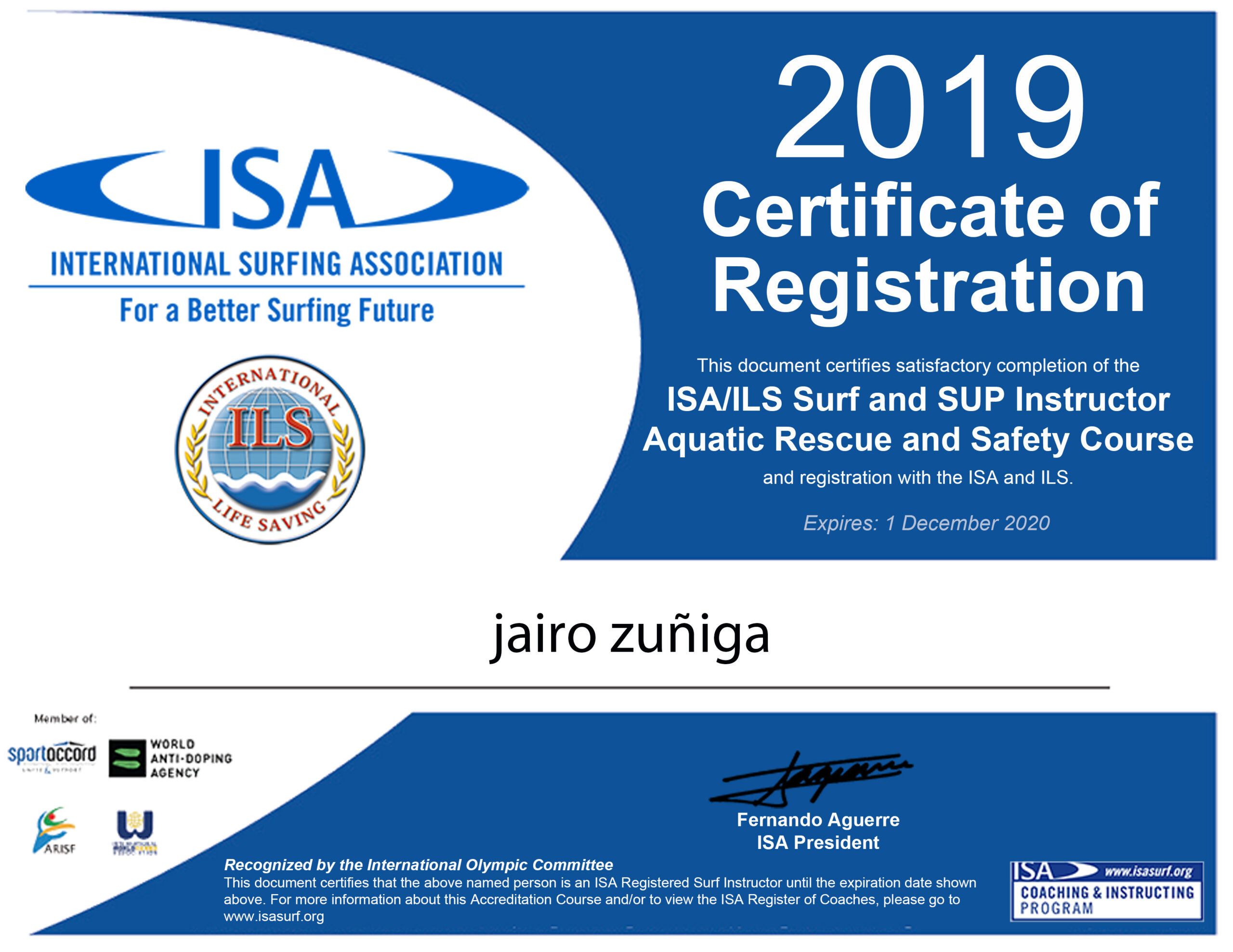 2019 Surf and SUP aquatic rescue and safety jairo-zuñiga 2019 costa rica lifeguard jairo zuniga