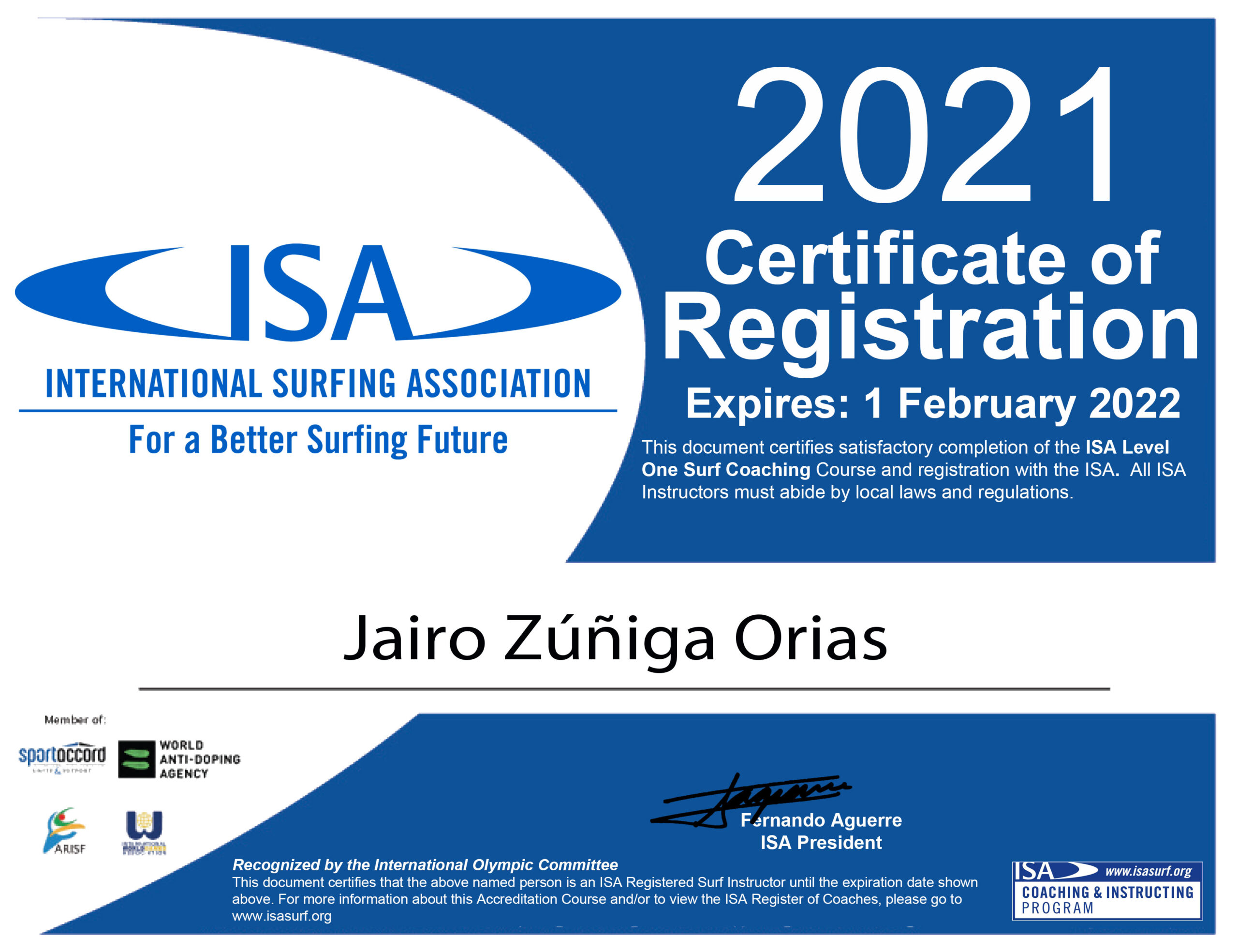 2021 Level 1 surf coach Jairo-Zúñiga-Orias 2021 costa rica surf coach jairo zuniga
