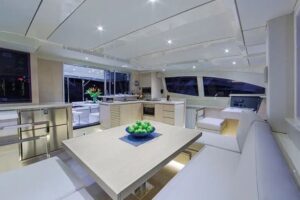 Interior of a luxury yacht for 1/2 day or full day trips in Costa Rica