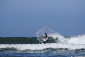 Jairo Zuniga coaching in Playa Guiones Nosara Surf Camp where he gives the nosara surf lessons