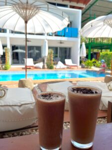 poolside smoothies at Guiones Nosara Surf & Yoga camp