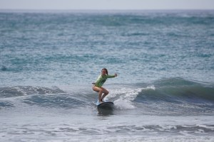 Swann goes down the line at surf lessons in playa samara surf camp