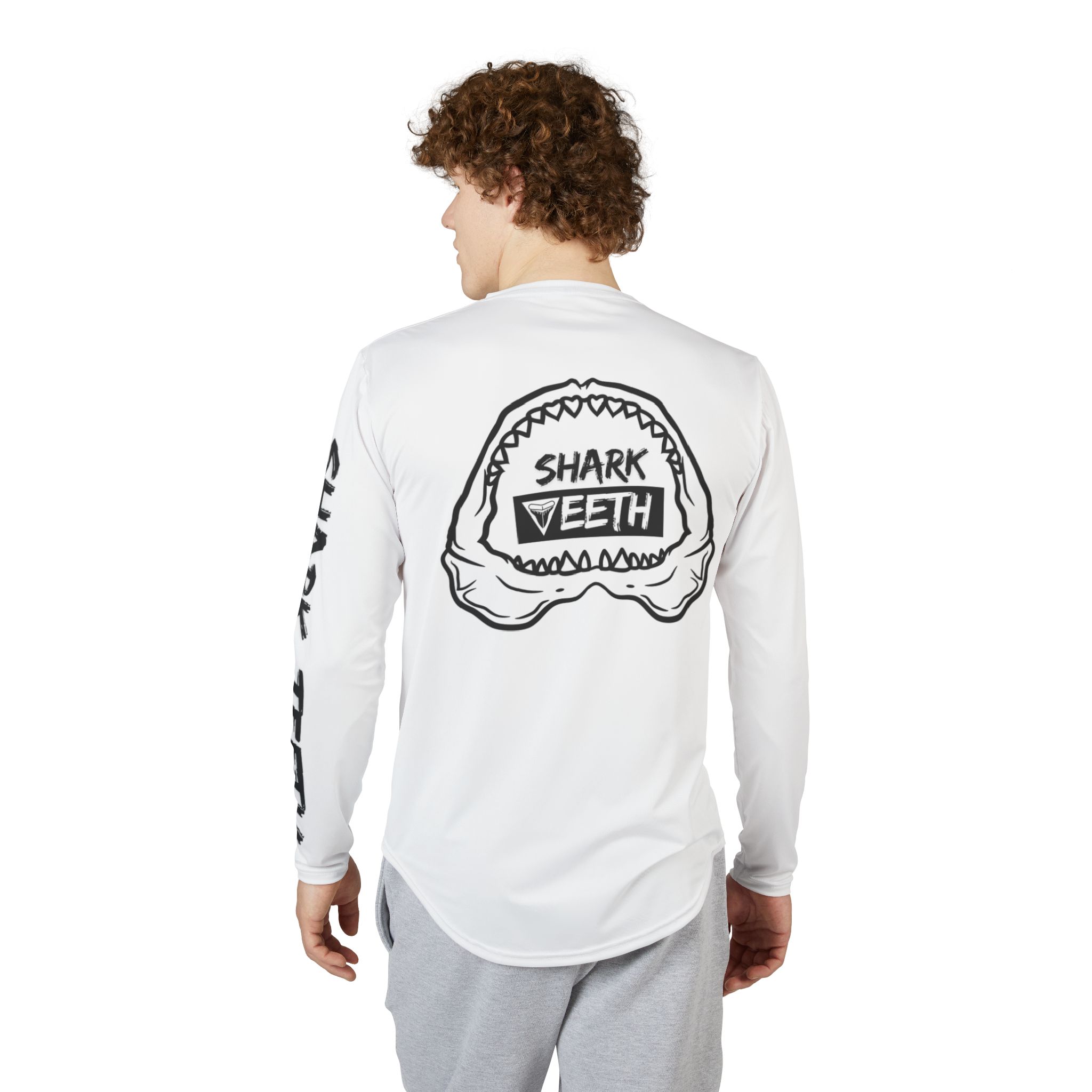 SHARKTEETH Men’s Everyday UV Protection Long Sleeve Shirt with Shark Tooth Design, Relaxed Style, Outdoor Adventure, Beach Day, Summer Essentials, Gifts